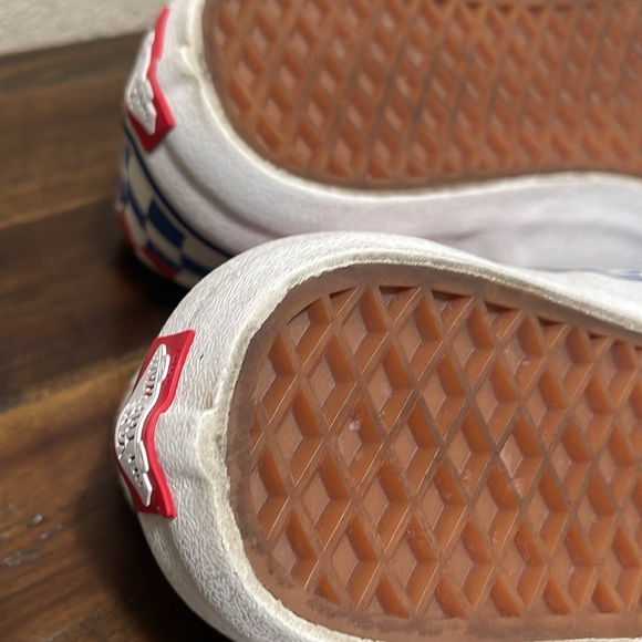 Vans Off The Wall checked Checkerboard Slip-On sneakers red blue white Mens 7.5 - Picture 11 of 16